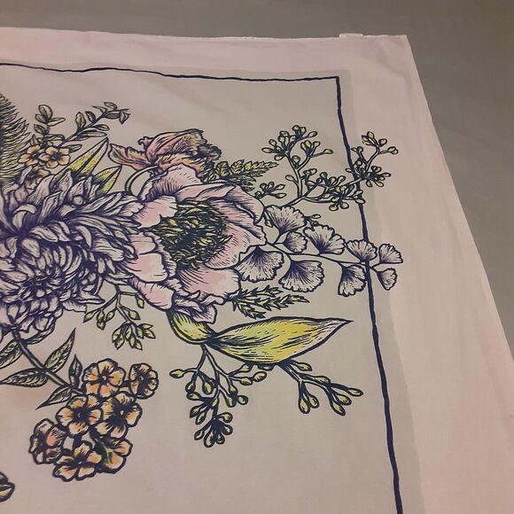 Earthbound Trading co Tablecloth/ Topper Note Floral 100% Cotton - Picture 8 of 11